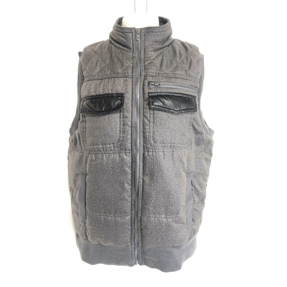 Saks Fifth Avenue Puff Vest Grey Quilted Sz L